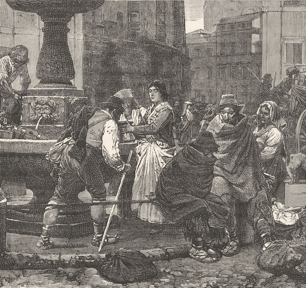 ROME. Peasantry in the Piazza Montanara. Italy 1893 old antique print picture